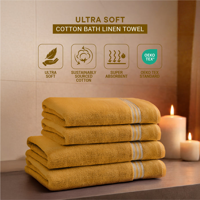 Swift Flow 100% Cotton Bath Towel, 500 GSM, Solid, Gold