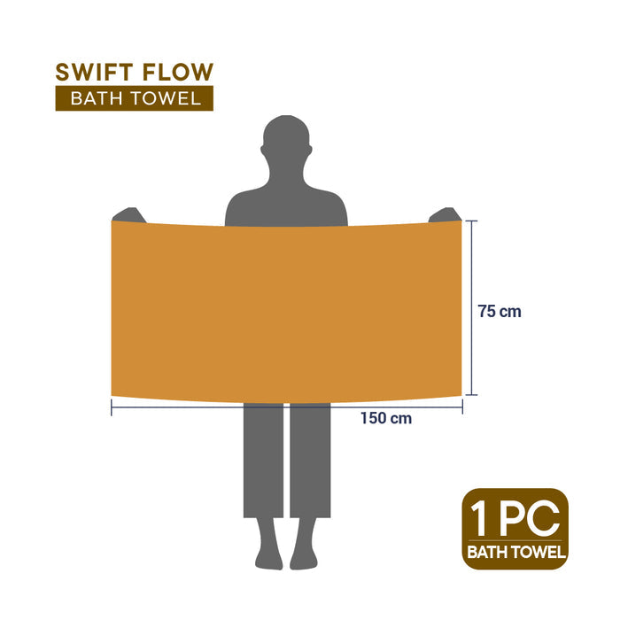 Swift Flow 100% Cotton Bath Towel, 500 GSM, Solid, Gold