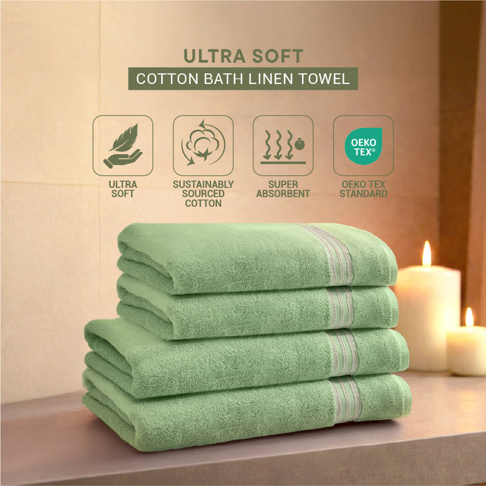 Swift Flow 100% Cotton Bath Towel, 500 GSM, Solid, Light Green