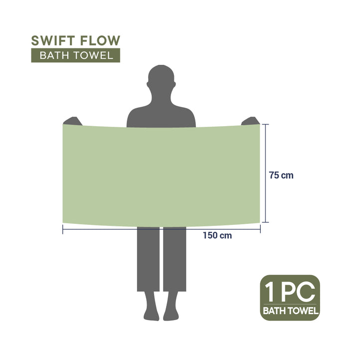 Swift Flow 100% Cotton Bath Towel, 500 GSM, Solid, Light Green