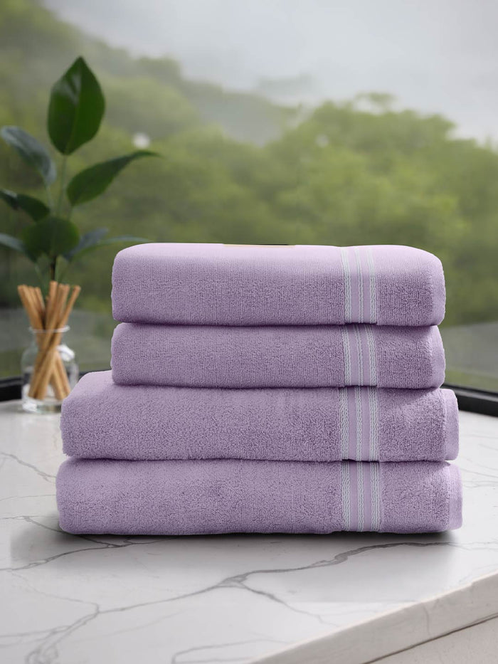 Swift Flow 100% Cotton Bath Towel, 500 GSM, Solid, Light Violet