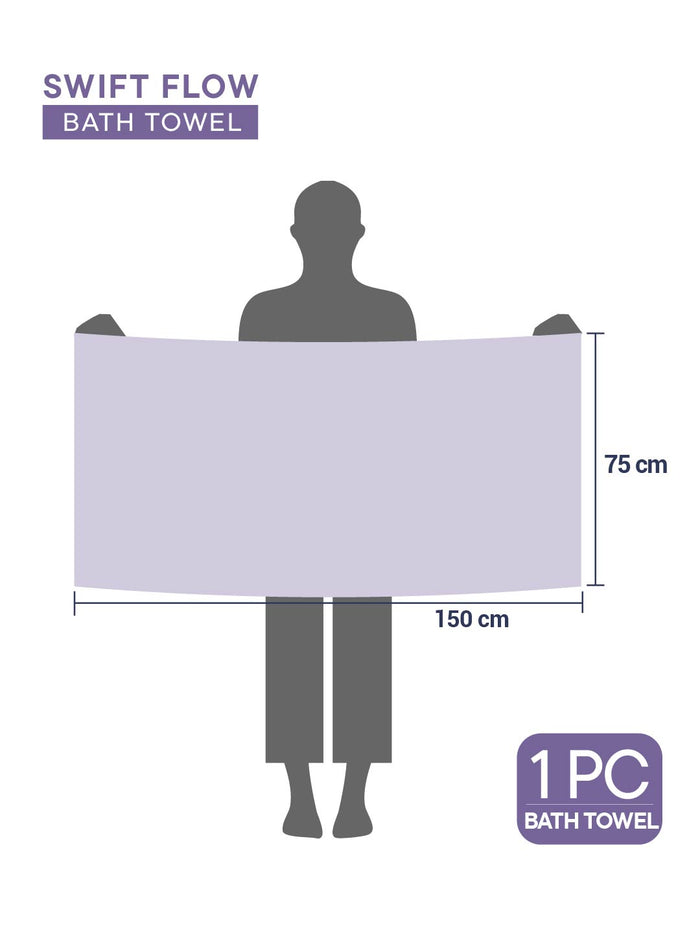 Swift Flow 100% Cotton Bath Towel, 500 GSM, Solid, Light Violet