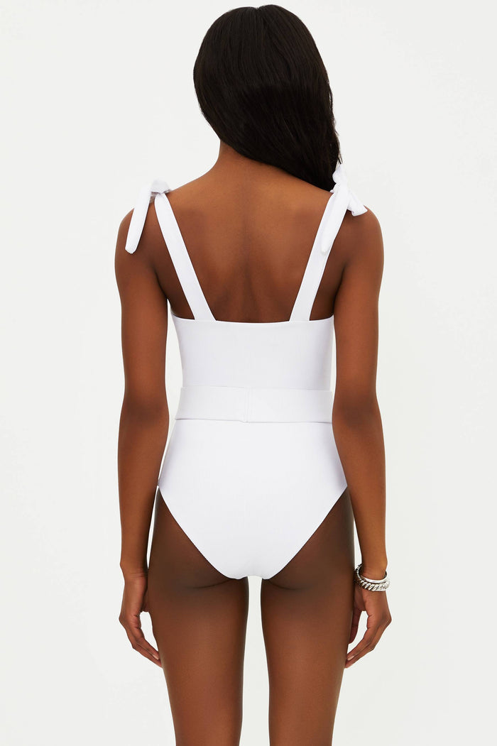 white ribbed one piece swimsuit