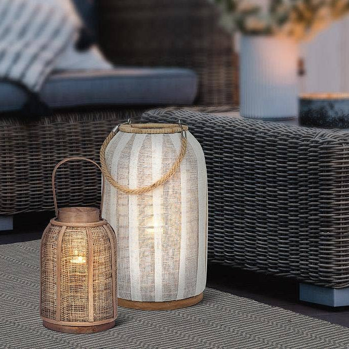 Abbott SHOP Tall Ivory Lanterns with Jute Handles