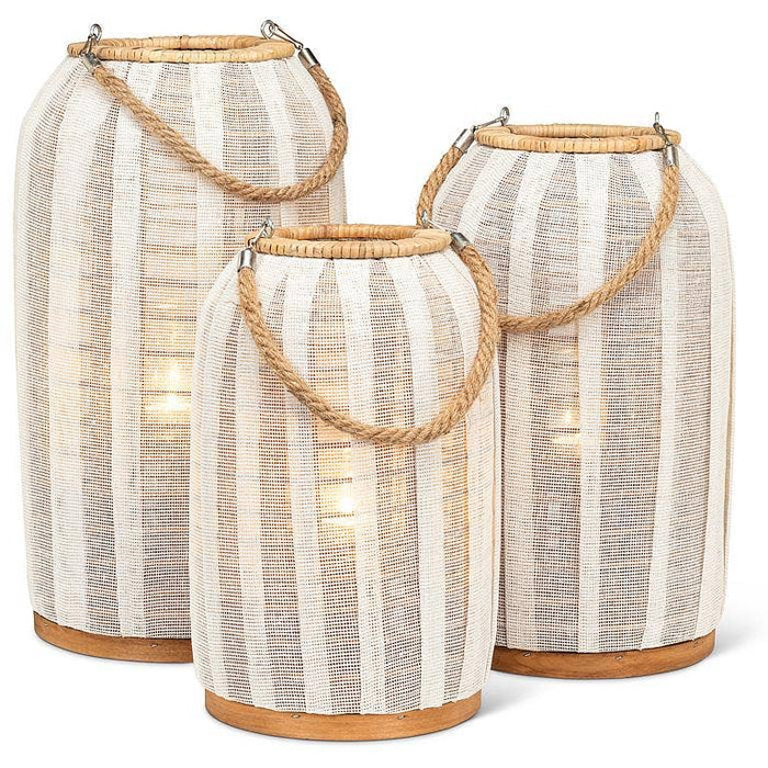 Abbott SHOP Tall Ivory Lanterns with Jute Handles