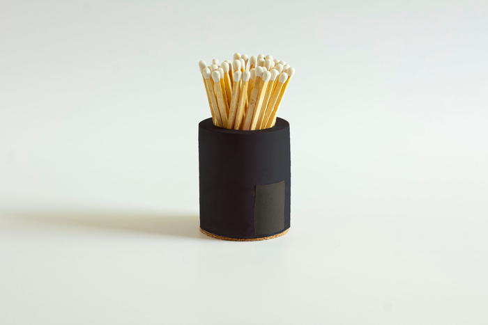 Taupe Concrete Cylinder w/ White Matches by Tenn Prairie