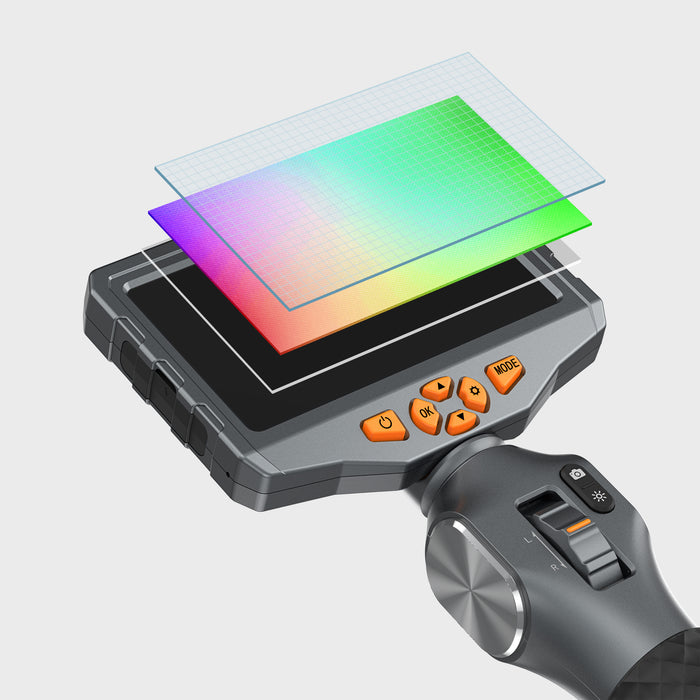 TD500 dual-lens inspection camera screen with live view interface