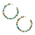 Teal Confetti Large Slice Hoops