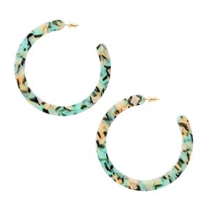 Teal Confetti Large Slice Hoops