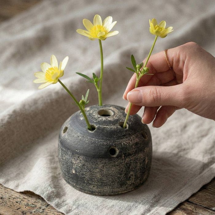 Bloomist SHOP Terra Cotta Frog Vase, Grey Patina