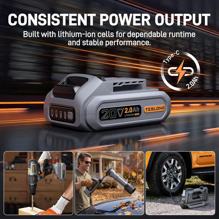 Teslong 20V 2.0Ah battery for workshop and outdoor tasks