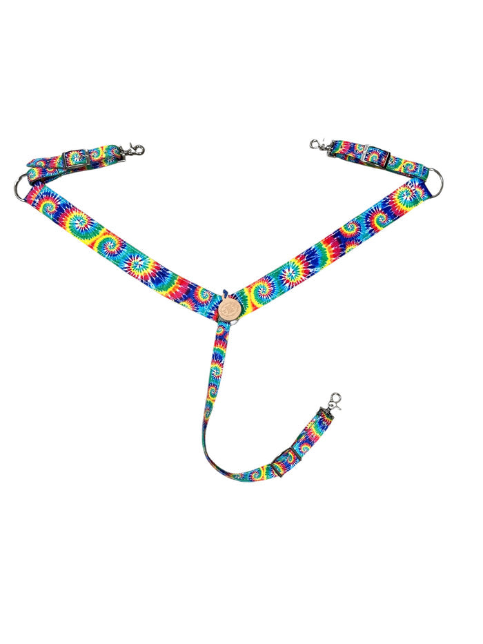 Tie dye breast collar nylon horse size