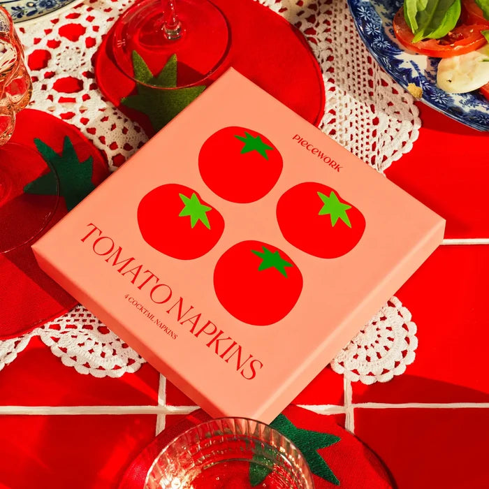 Piecework Tomato Cocktail Napkins - Set of 4