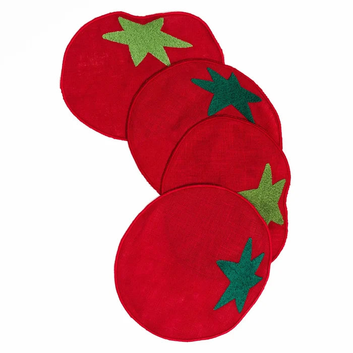Piecework Tomato Cocktail Napkins - Set of 4