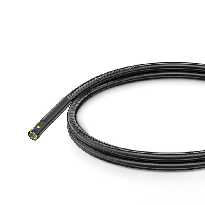 Triple-lens 7.9 mm flexible inspection camera probe for tight spaces