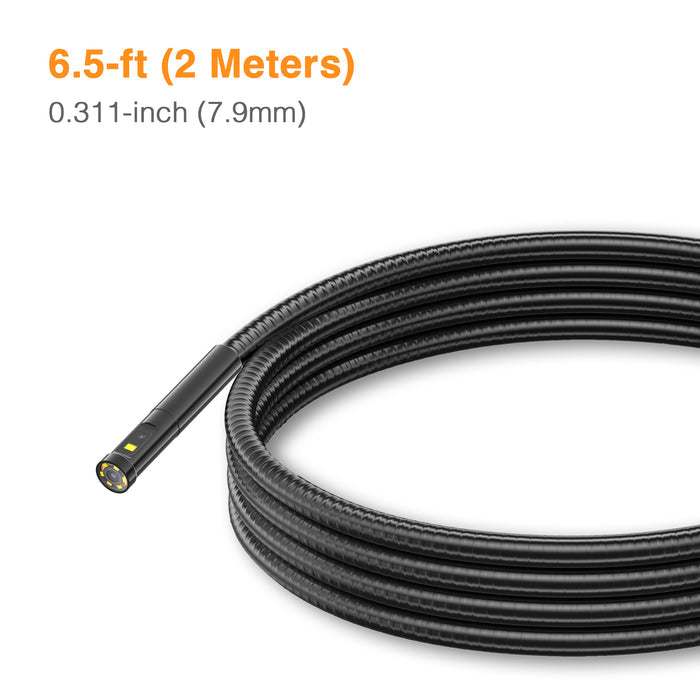 Triple-lens 7.9mm inspection camera probe, 2m flexible cable
