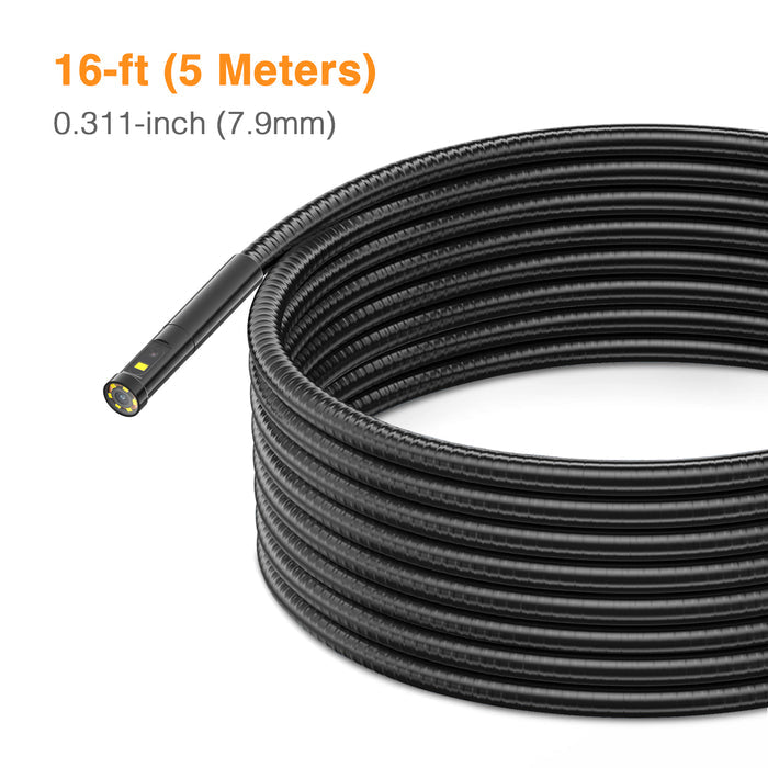 7.9 mm triple-lens flexible inspection camera probe with 5 m cable