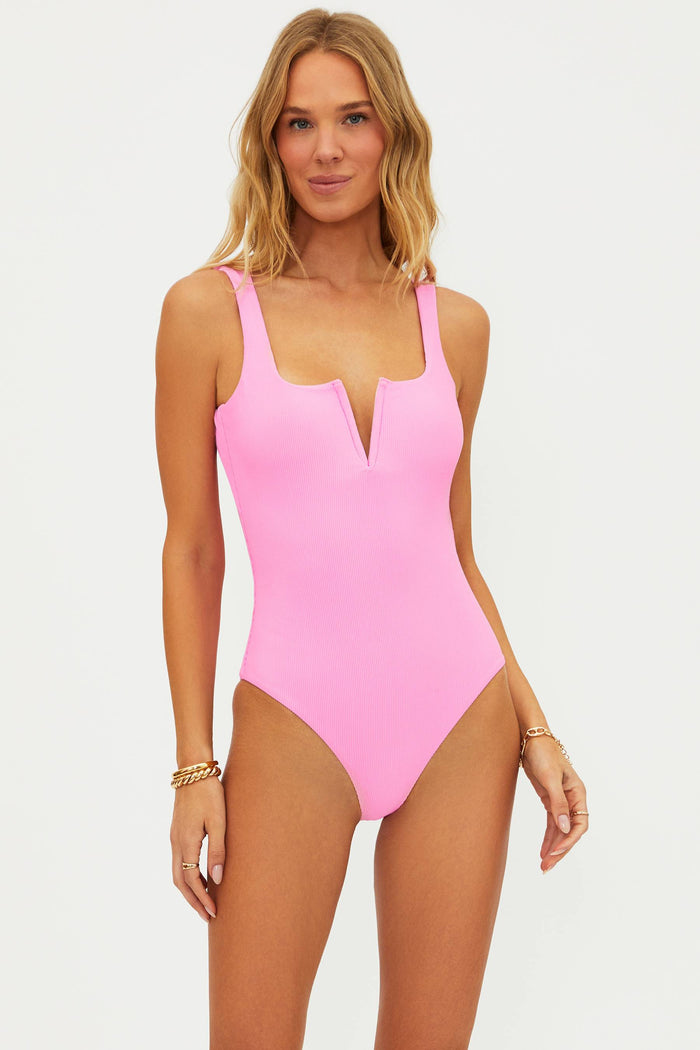pink one piece swimsuit