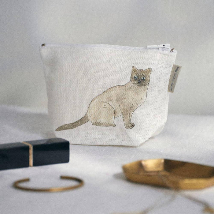 Fog Linen Work Bag Isabelle Boinot Pouch, "Two Cats"