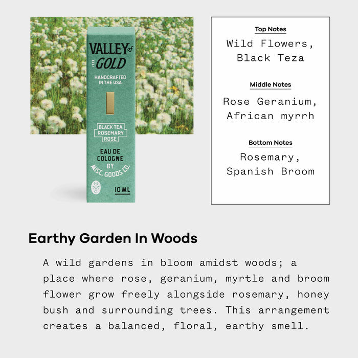 Misc Goods Co. Misc Goods Co. - Valley of Gold Eau de Cologne – Wildflowers, Rose & Rosemary | Travel Size, 10ml