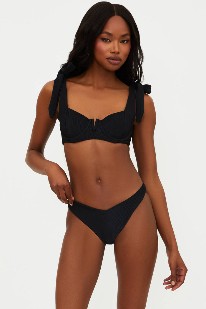 black ribbed bikini set