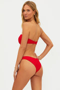 red ribbed bikini set