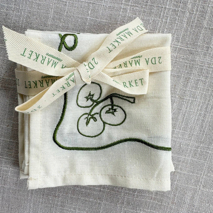 2DA Cloth Napkins Veggie Embroidered Cocktail Napkin Set