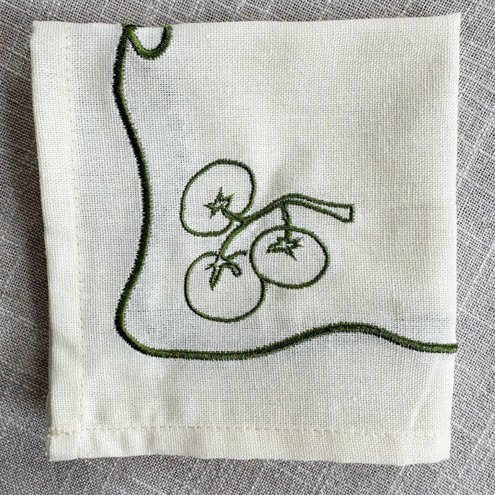 2DA Cloth Napkins Veggie Embroidered Cocktail Napkin Set