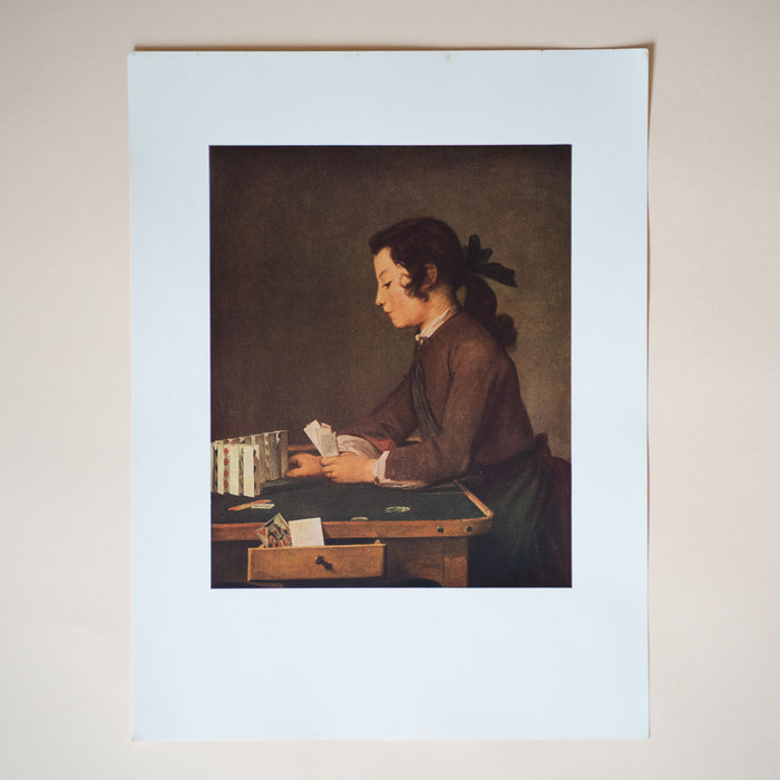 Vintage 1940s Jean Baptiste Simeon Chardin "The House of Cards" Art Print