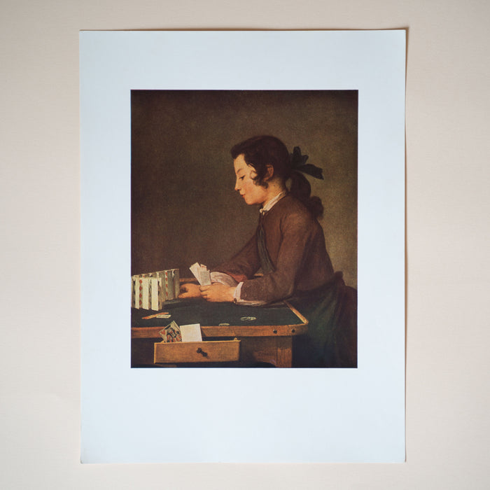 Vintage 1940s Jean Baptiste Simeon Chardin "The House of Cards" Art Print
