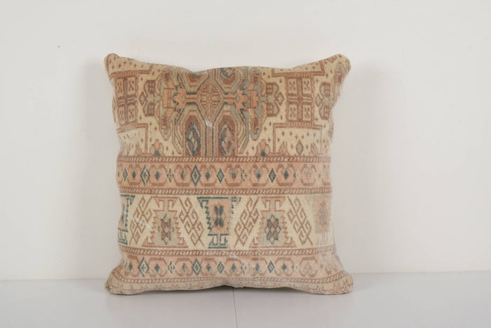 Vintage Pillows Store Vintage Pillows Store - Square Turkish Carpet Rug Pillow, Sand Designer Cushion