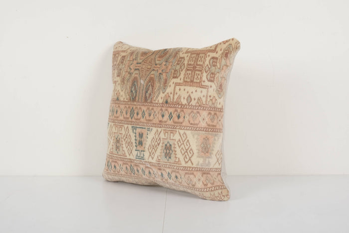 Vintage Pillows Store Vintage Pillows Store - Square Turkish Carpet Rug Pillow, Sand Designer Cushion