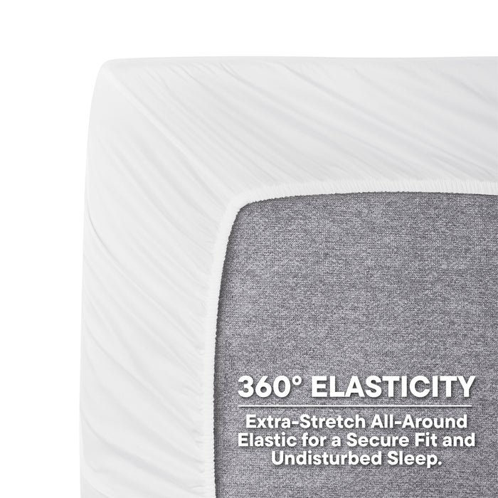 Viora Cotton Poly Fitted King Bedsheet, 220 TC, Solid, White
