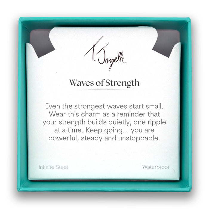 Waves of Strength Charm with Light Blue White Agate Gemstone Bracelet