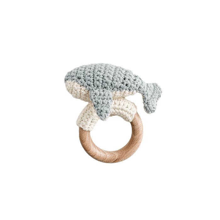 The Blueberry Hill SHOP Whale Crocheted Teether Rattle