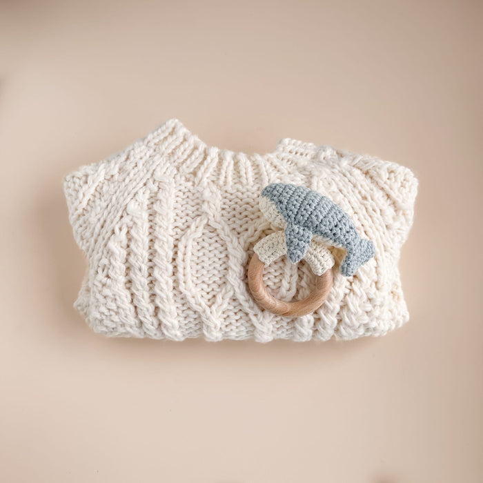The Blueberry Hill SHOP Whale Crocheted Teether Rattle