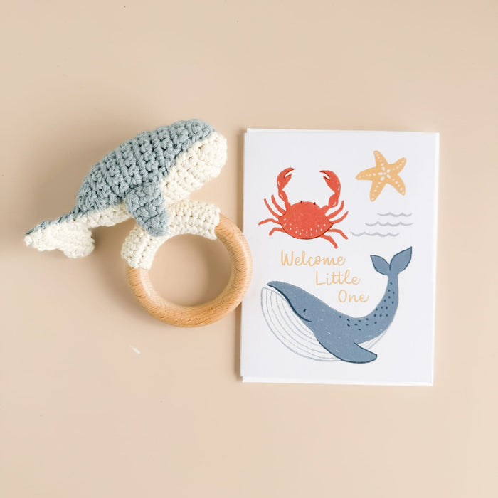 The Blueberry Hill SHOP Whale Crocheted Teether Rattle