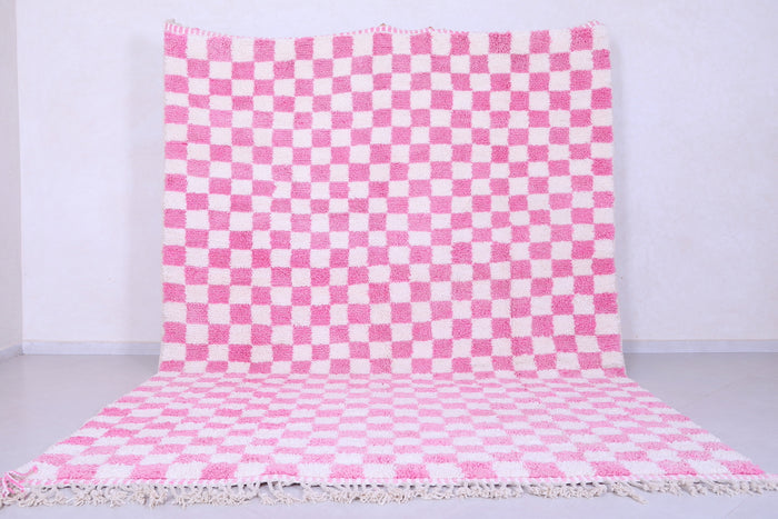 Moroccan Pink checkered rug - Checkered rug - Wool rug - custom moroccan rugs