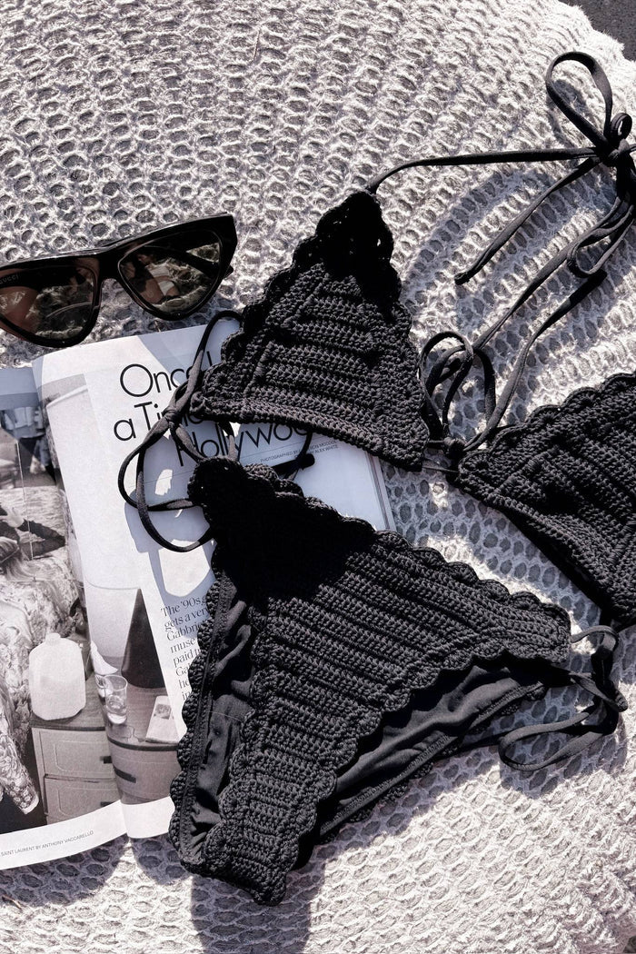 black crochet bikini set