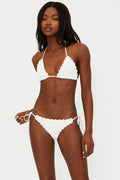 crochet white triangle string bikini top