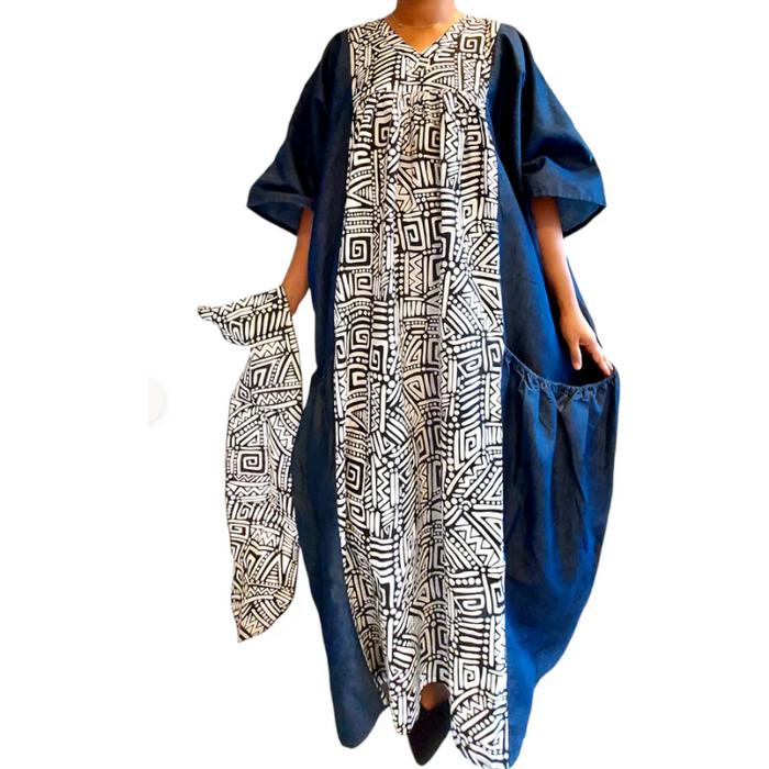 Women Long Kaftan Print Maxi Dress