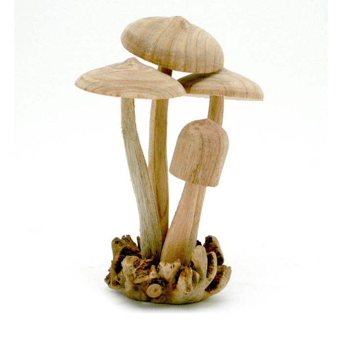 Modern Eastern by Contrast Inc. Decor Medium Wood Mushroom Sculpture, Round Top
