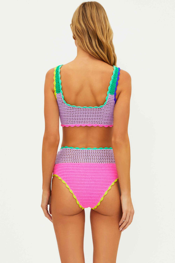 multicolored crochet bikini set