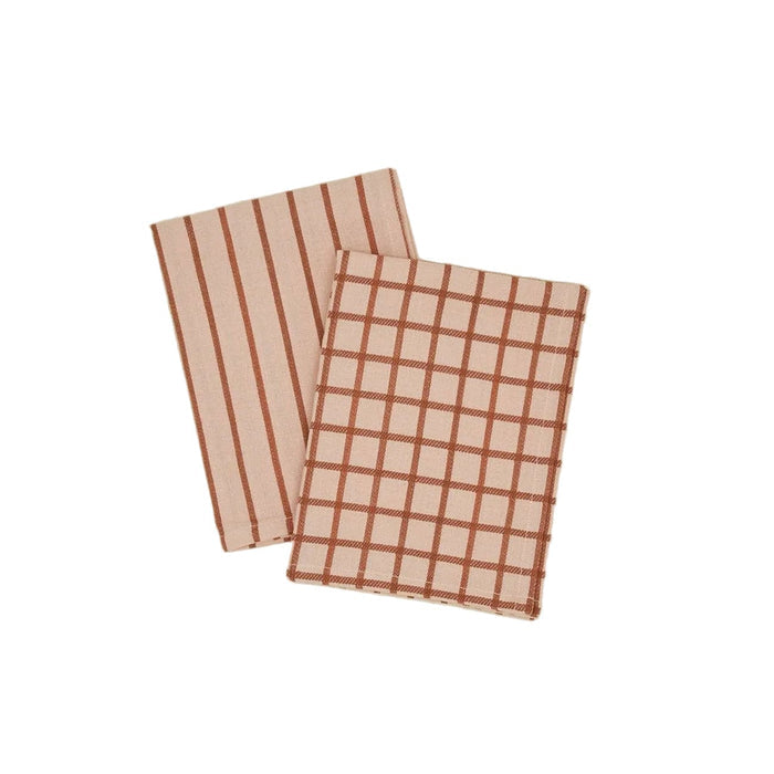 Hawkins New York Kitchen & Dining Blush/Terracotta Yarn Dyed Dish Towels, Set of 2 (Various Colors)