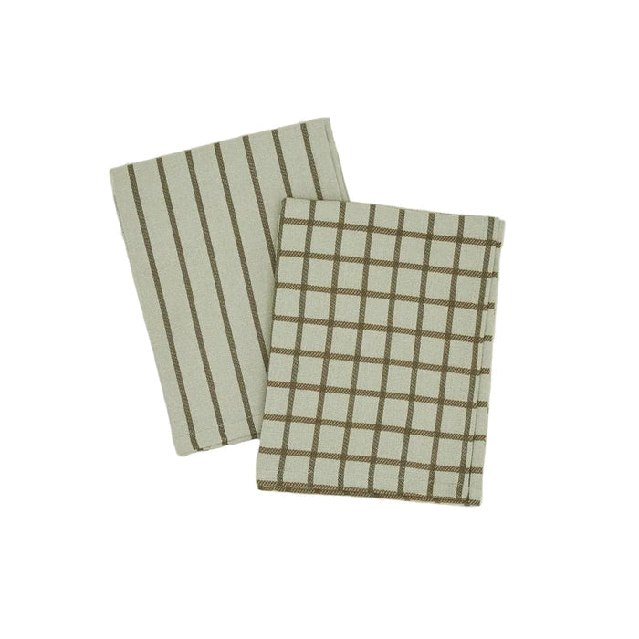 Hawkins New York Kitchen & Dining Olive/Sage Yarn Dyed Dish Towels, Set of 2 (Various Colors)