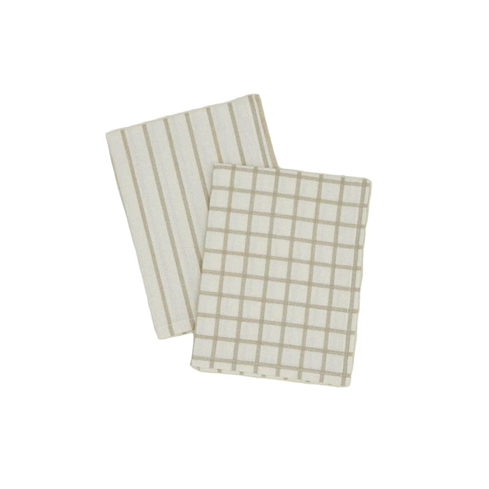 Hawkins New York Kitchen & Dining Flax/Ivory Yarn Dyed Dish Towels, Set of 2 (Various Colors)