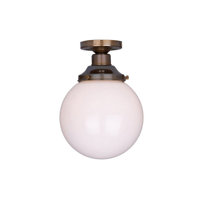 Mullan Lighting Lighting 7.9" / Antique Brass Yerevan Opal Globe Flush Ceiling Light