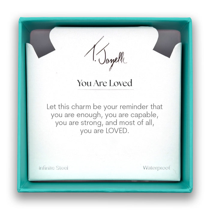 You are Loved Charm with Light Blue White Agate Gemstone Bracelet