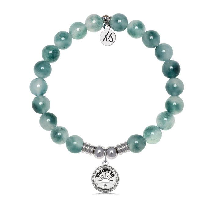 You Get To Charm with Teal White Jade Gemstone Bracelet