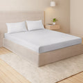 Zephyr 100% Cotton Fitted Queen Bedsheet, 233 TC, Solid, White